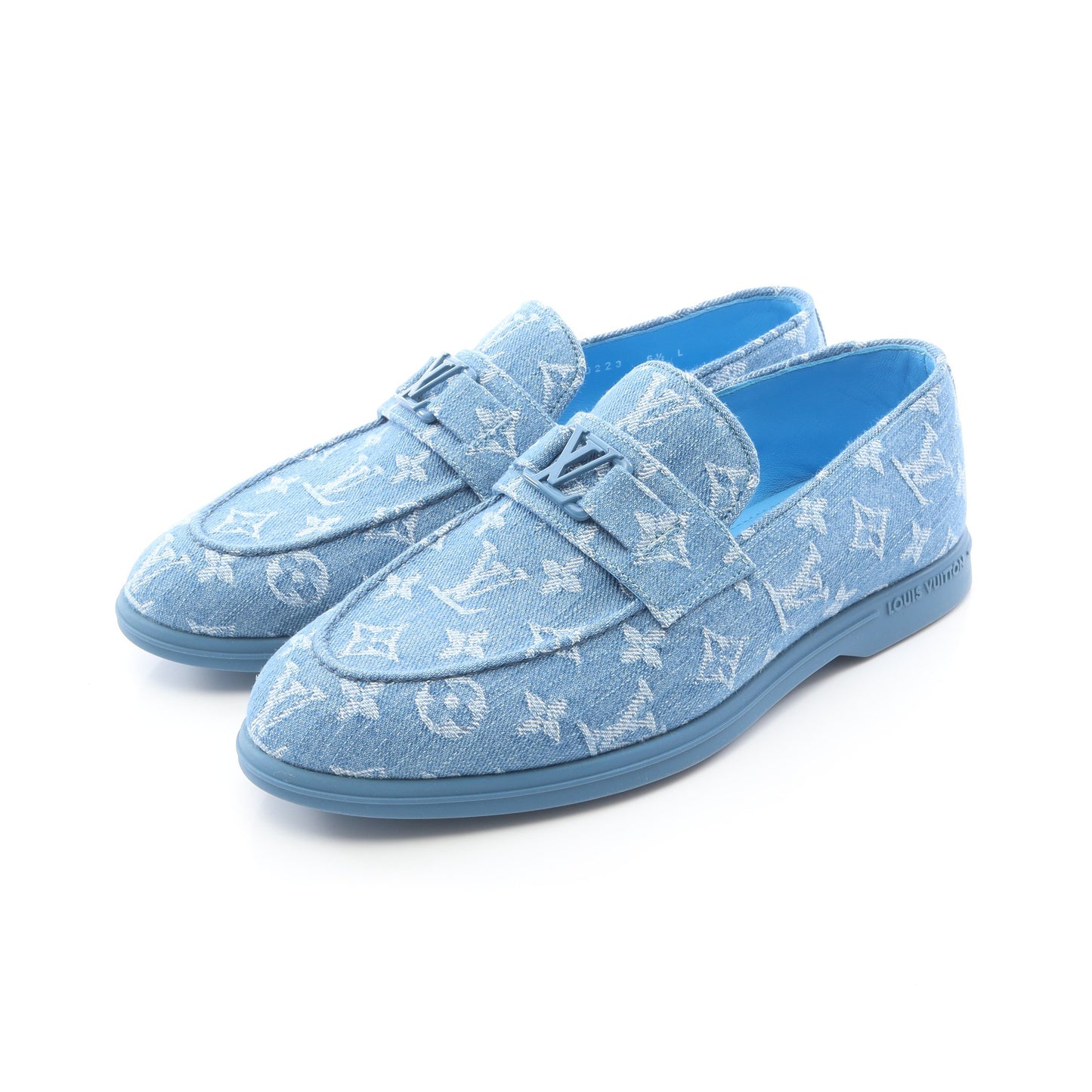 エステート モノグラムデニム ローファー デニム ブルー ルイヴィトン シューズ LOUIS VUITTON