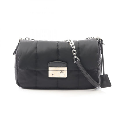 TESSUTO BOMBER チェーンショルダーバッグ ナイロン レザー ブラック プラダ バッグ PRADA