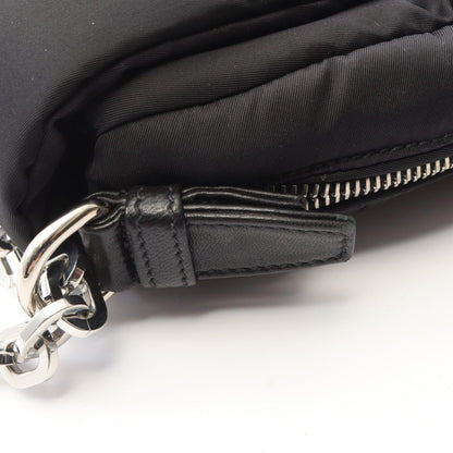 TESSUTO BOMBER チェーンショルダーバッグ ナイロン レザー ブラック プラダ バッグ PRADA