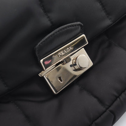 TESSUTO BOMBER チェーンショルダーバッグ ナイロン レザー ブラック プラダ バッグ PRADA