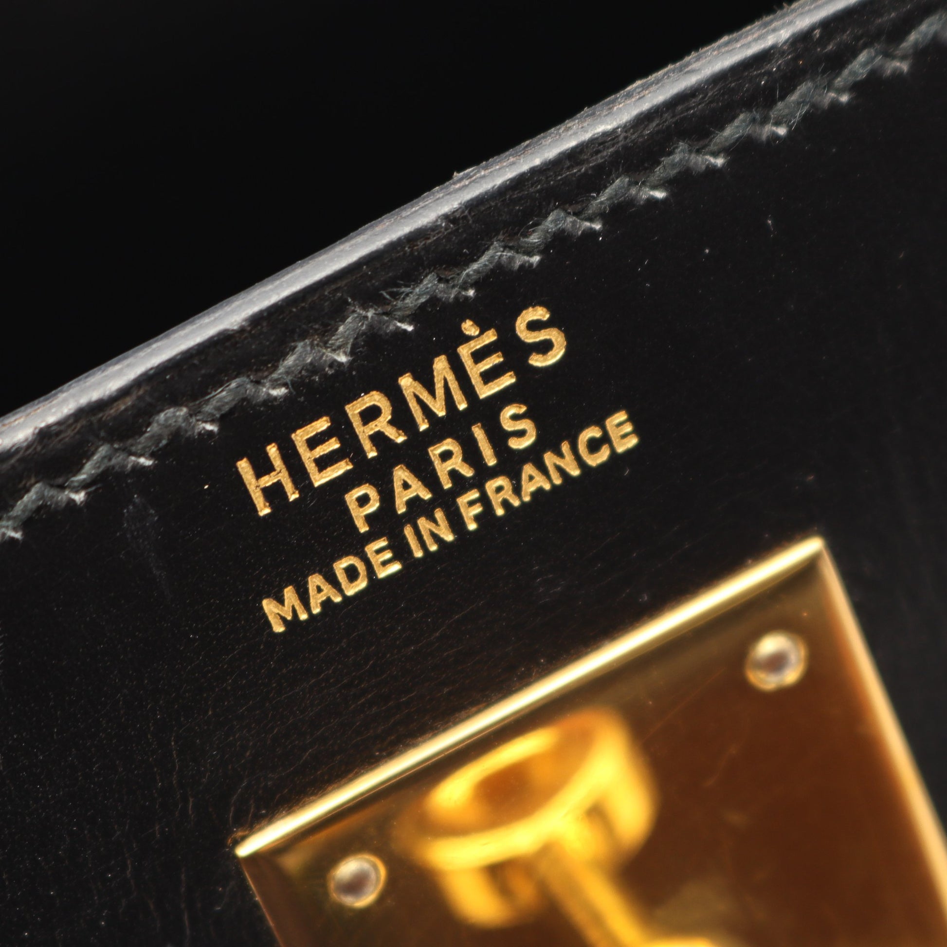 ケリー32 外縫い 2WAY ハンドバッグ ボックスカーフ ブラック ゴールド金具 ○Y刻印 エルメス バッグ HERMES