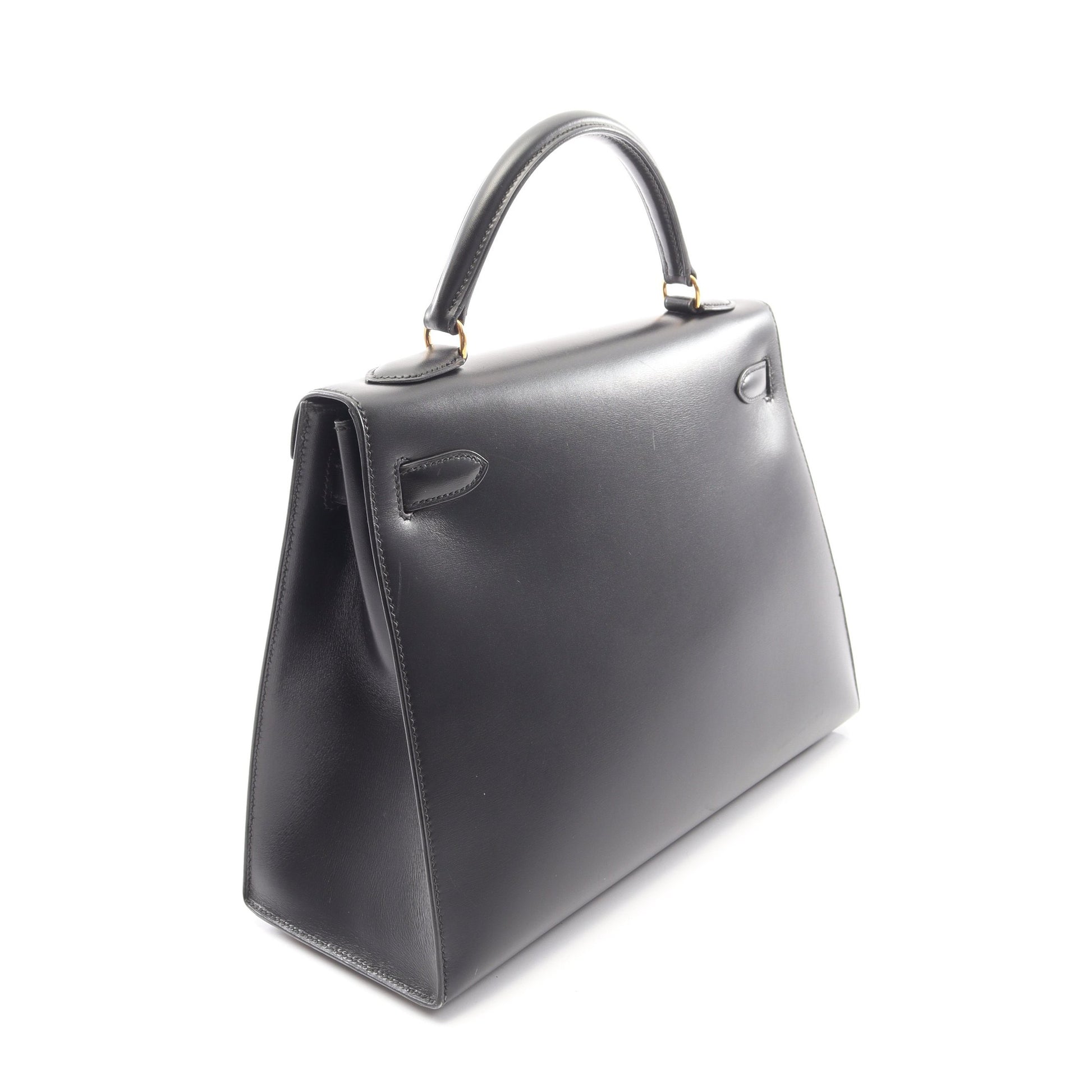ケリー32 外縫い 2WAY ハンドバッグ ボックスカーフ ブラック ゴールド金具 ○Y刻印 エルメス バッグ HERMES