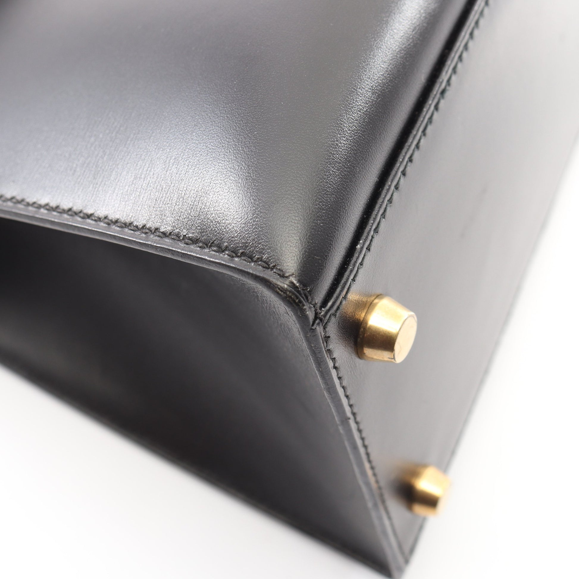ケリー32 外縫い 2WAY ハンドバッグ ボックスカーフ ブラック ゴールド金具 ○Y刻印 エルメス バッグ HERMES