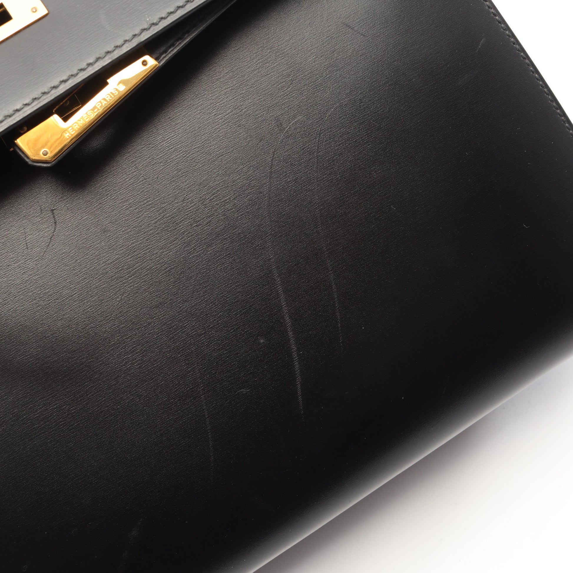 ケリー32 外縫い 2WAY ハンドバッグ ボックスカーフ ブラック ゴールド金具 ○Y刻印 エルメス バッグ HERMES