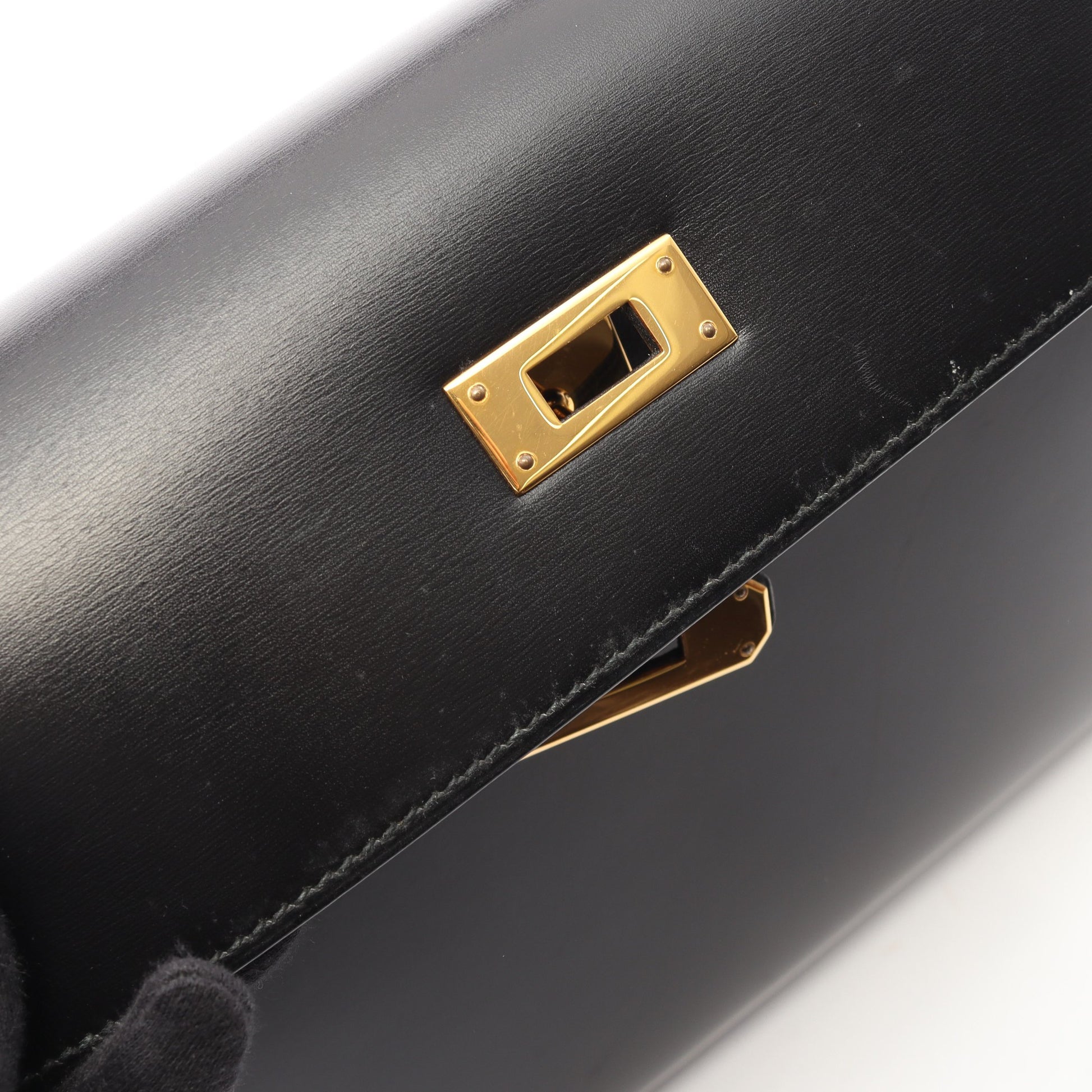 ケリー32 外縫い 2WAY ハンドバッグ ボックスカーフ ブラック ゴールド金具 ○Y刻印 エルメス バッグ HERMES