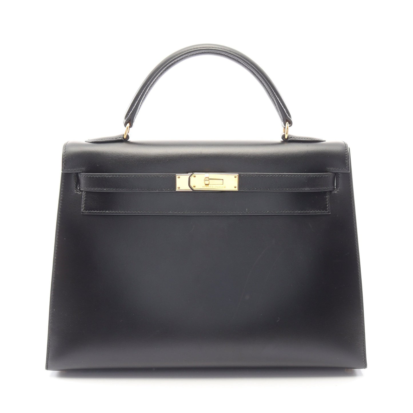 ケリー32 外縫い 2WAY ハンドバッグ ボックスカーフ ブラック ゴールド金具 ○Y刻印 エルメス バッグ HERMES