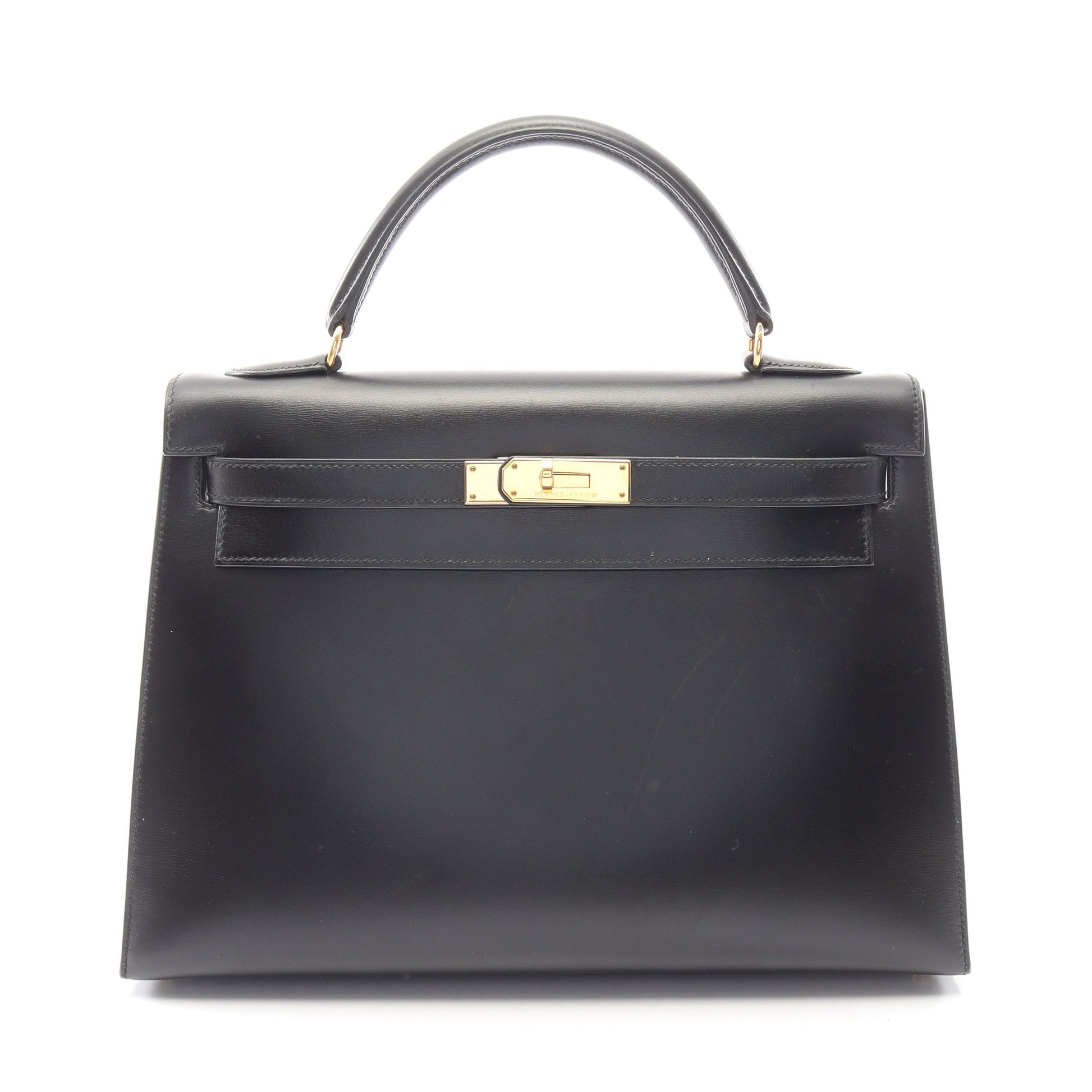 ケリー32 外縫い 2WAY ハンドバッグ ボックスカーフ ブラック ゴールド金具 ○Y刻印 エルメス バッグ HERMES