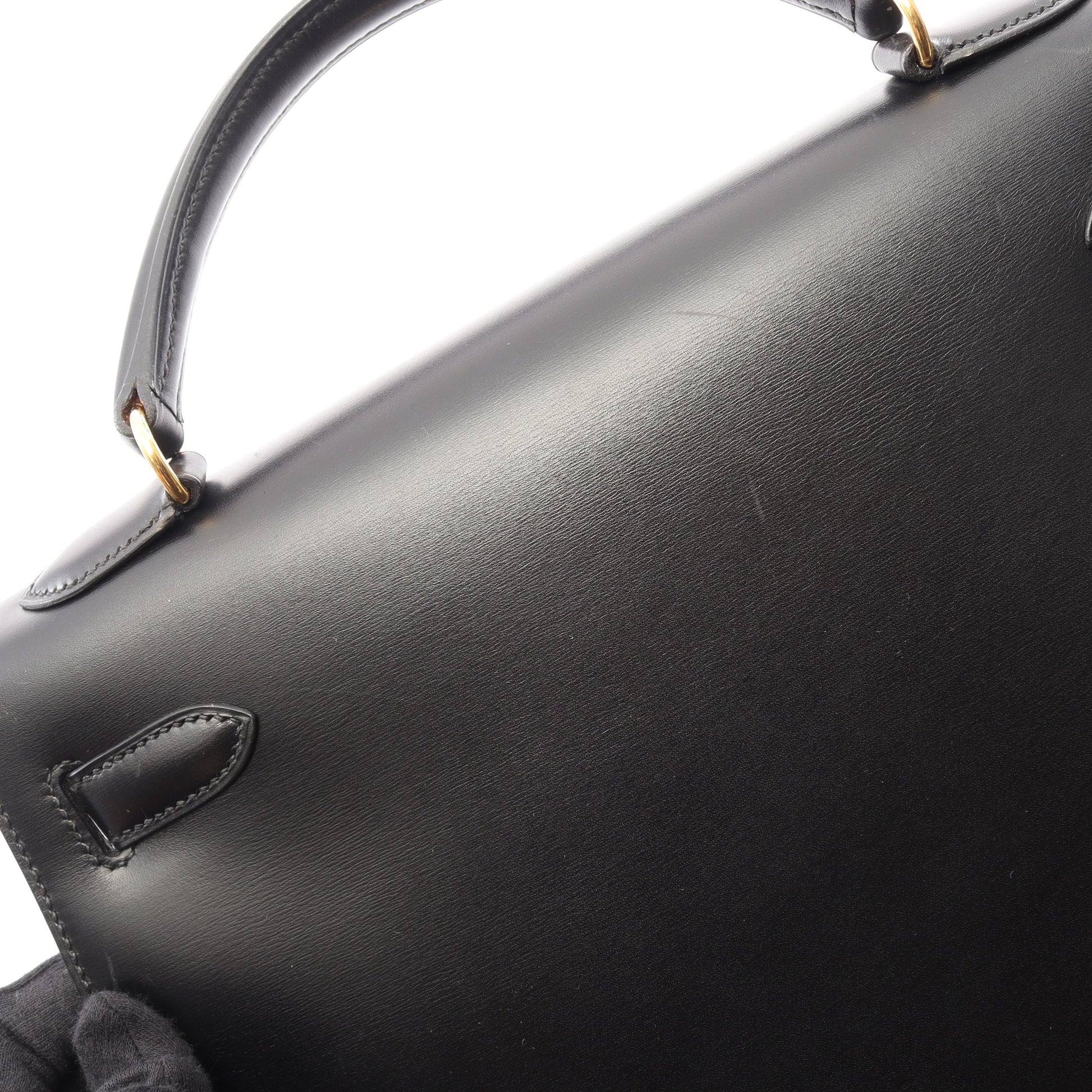 ケリー32 外縫い 2WAY ハンドバッグ ボックスカーフ ブラック ゴールド金具 ○Y刻印 エルメス バッグ HERMES