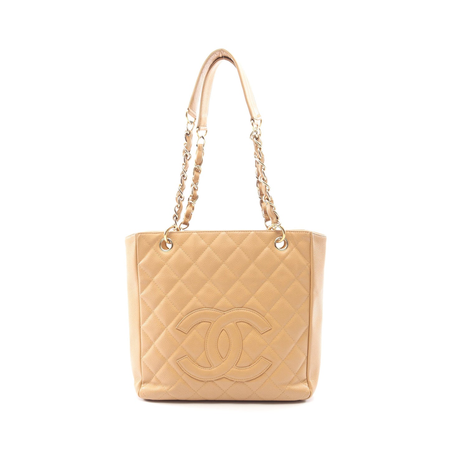 マトラッセ PST チェーンショルダーバッグ チェーントートバッグ キャビアスキン ベージュ ゴールド金具 シャネル バッグ CHANEL