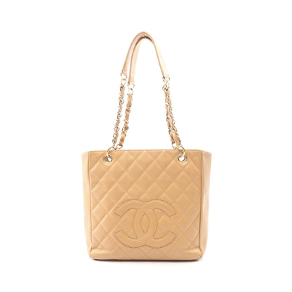 マトラッセ PST チェーンショルダーバッグ チェーントートバッグ キャビアスキン ベージュ ゴールド金具 シャネル バッグ CHANEL