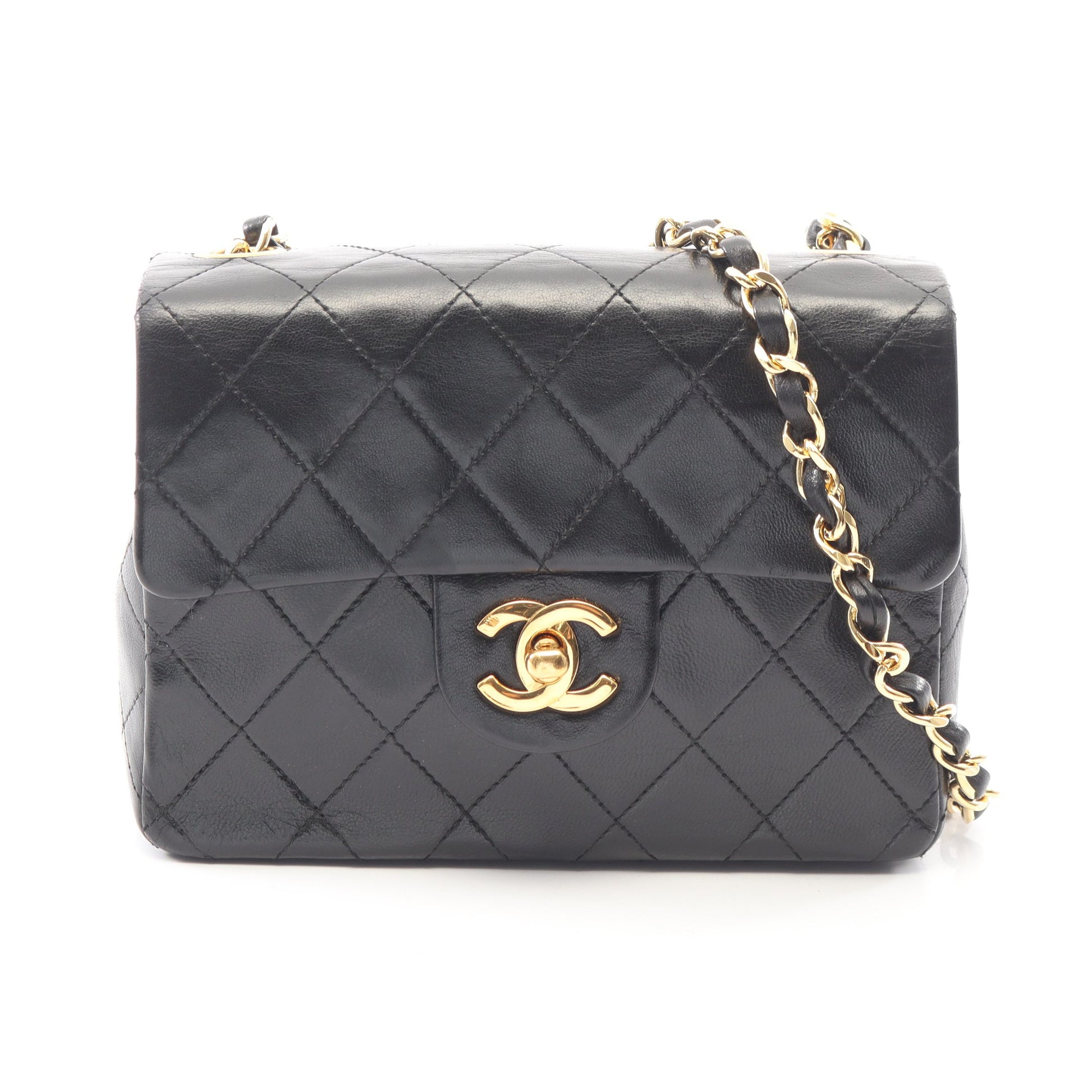 ミニマトラッセ チェーンショルダーバッグ ラムスキン ブラック ゴールド金具 シャネル バッグ CHANEL