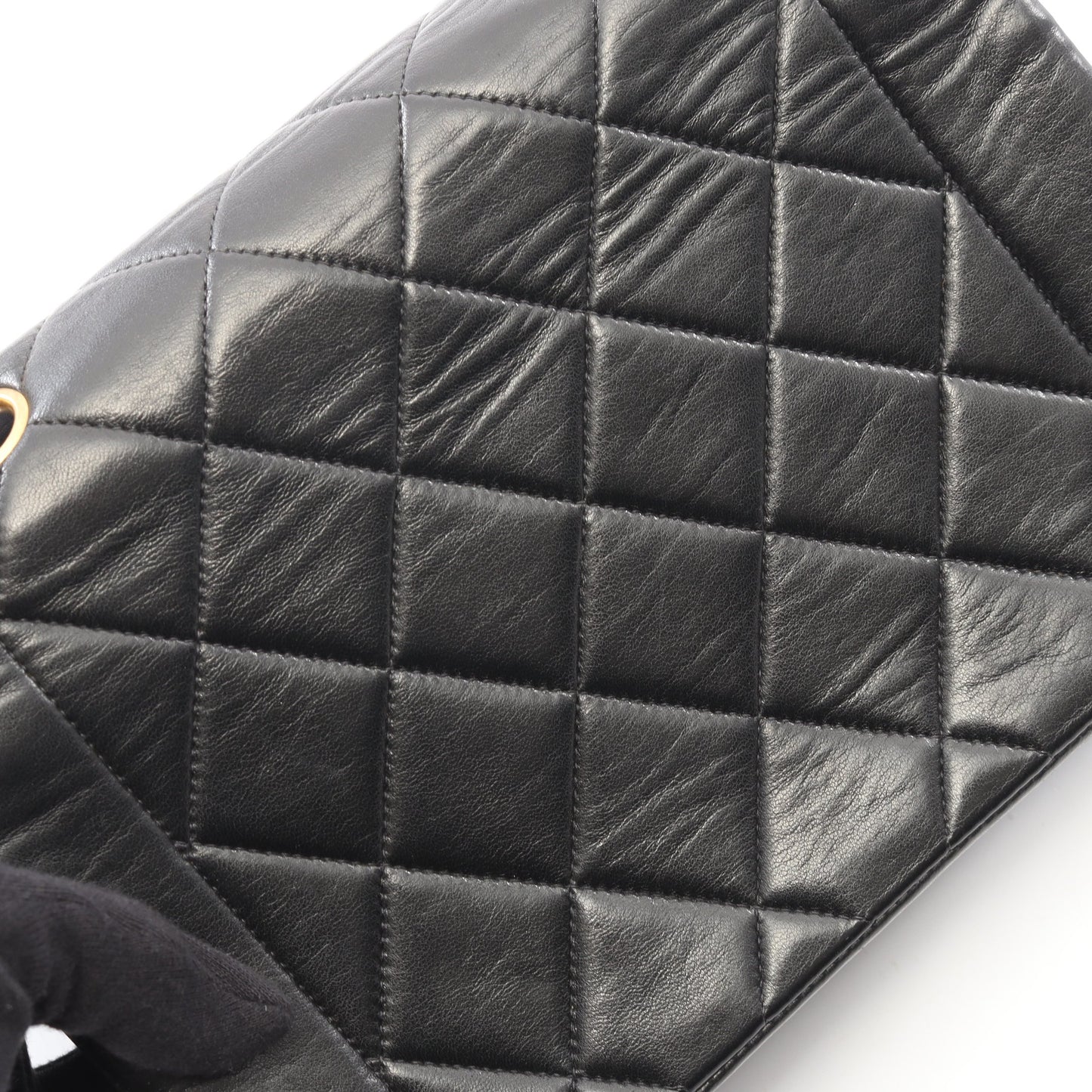 マトラッセ ダイアナフラップ チェーンショルダーバッグ ラムスキン ブラック ゴールド金具 シャネル バッグ CHANEL