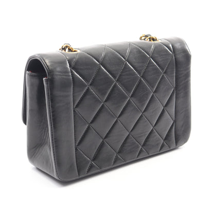 マトラッセ ダイアナフラップ チェーンショルダーバッグ ラムスキン ブラック ゴールド金具 シャネル バッグ CHANEL