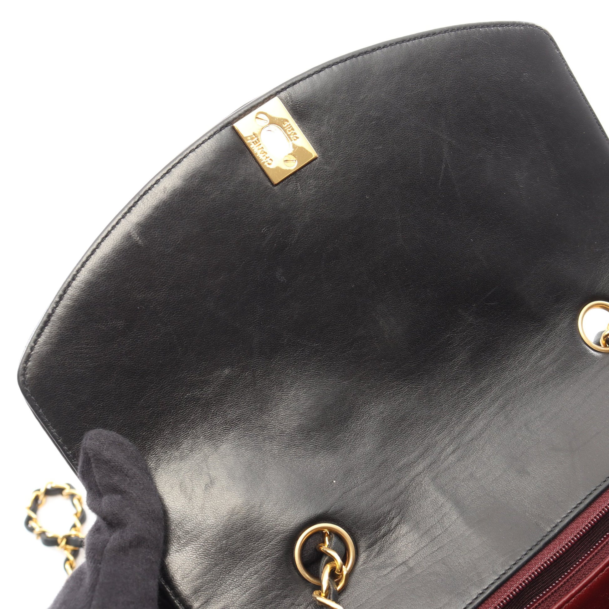 マトラッセ ダイアナフラップ チェーンショルダーバッグ ラムスキン ブラック ゴールド金具 シャネル バッグ CHANEL