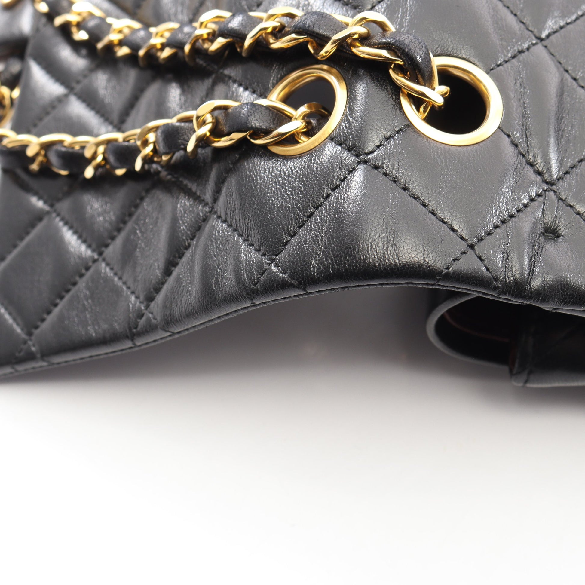 マトラッセ Wフラップ Wチェーンショルダーバッグ ラムスキン ブラック ゴールド金具 シャネル バッグ CHANEL
