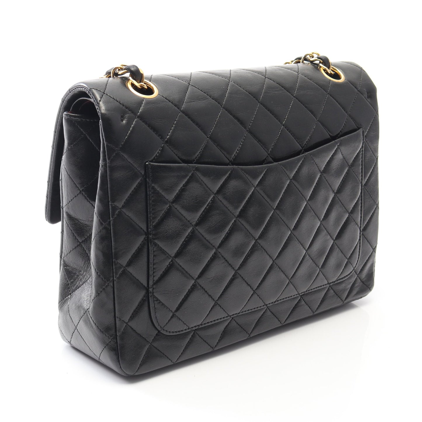 マトラッセ Wフラップ Wチェーンショルダーバッグ ラムスキン ブラック ゴールド金具 シャネル バッグ CHANEL