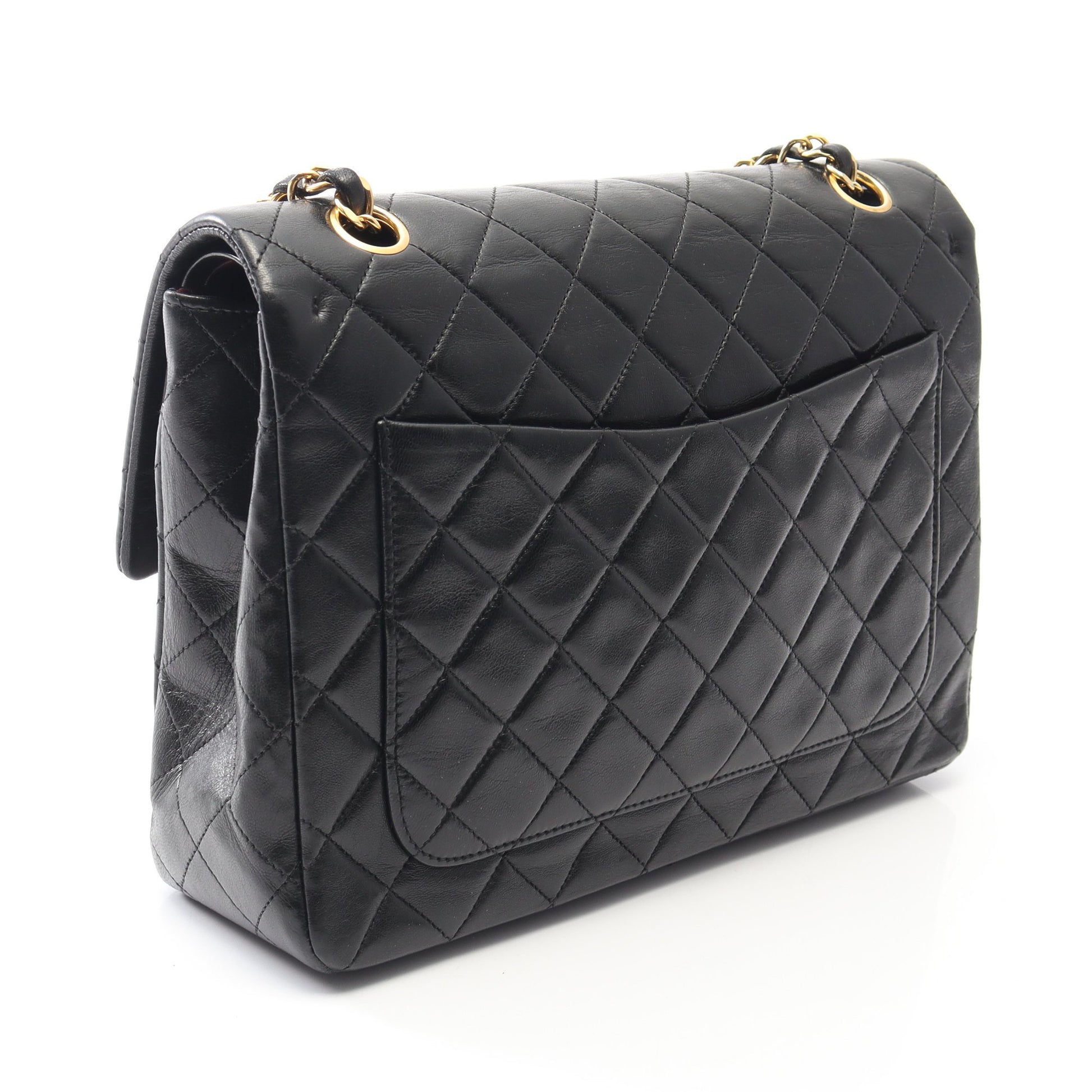 マトラッセ Wフラップ Wチェーンショルダーバッグ ラムスキン ブラック ゴールド金具 シャネル バッグ CHANEL