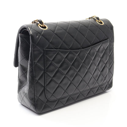 マトラッセ Wフラップ Wチェーンショルダーバッグ ラムスキン ブラック ゴールド金具 シャネル バッグ CHANEL