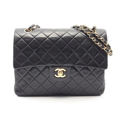 マトラッセ Wフラップ Wチェーンショルダーバッグ ラムスキン ブラック ゴールド金具 シャネル バッグ CHANEL