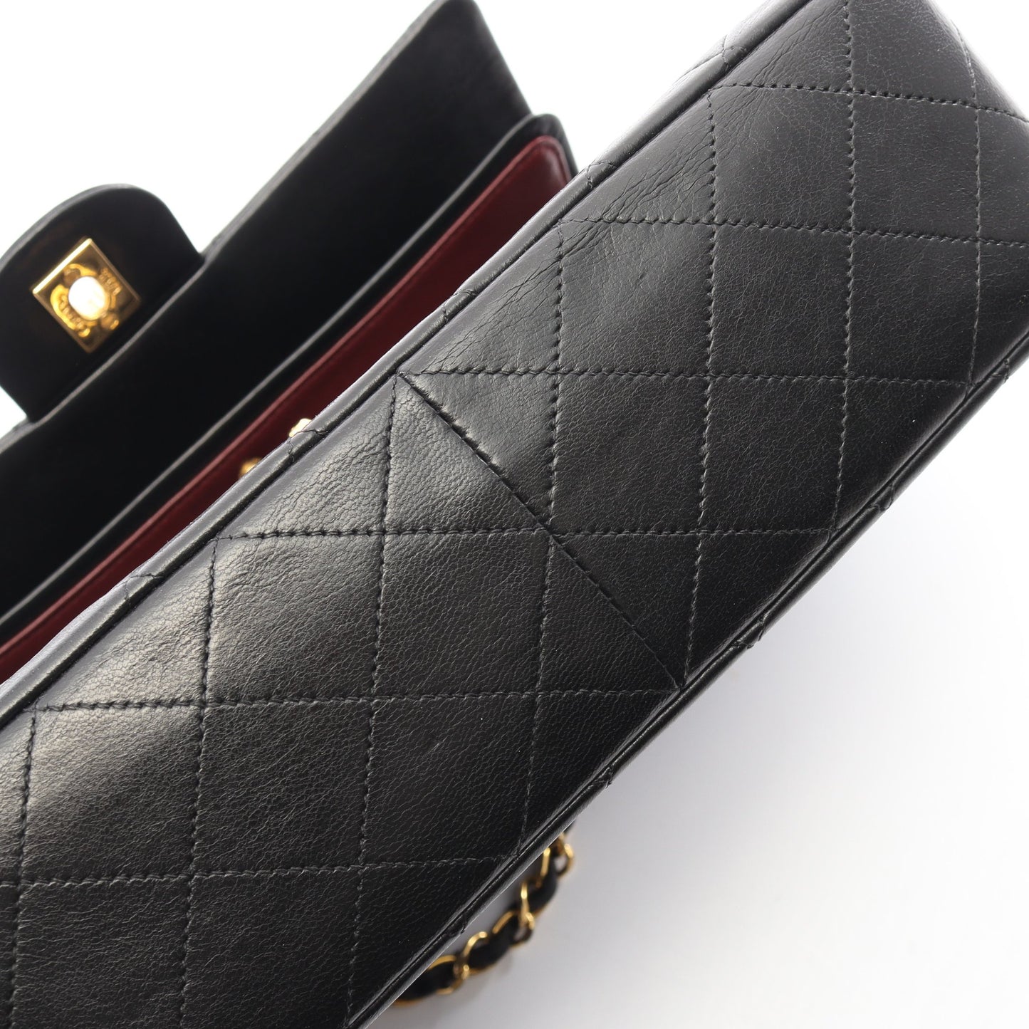 マトラッセ Wフラップ Wチェーンショルダーバッグ ラムスキン ブラック ゴールド金具 シャネル バッグ CHANEL