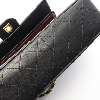 マトラッセ Wフラップ Wチェーンショルダーバッグ ラムスキン ブラック ゴールド金具 シャネル バッグ CHANEL