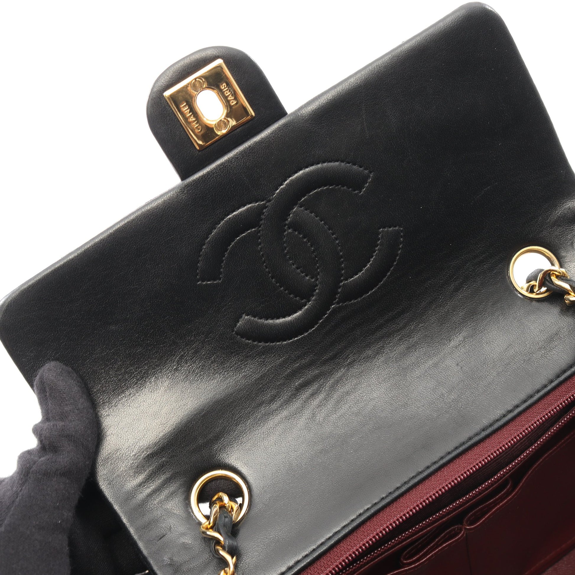 ミニマトラッセ20 チェーンショルダーバッグ ラムスキン ブラック ゴールド金具 ヴィンテージ シャネル バッグ CHANEL