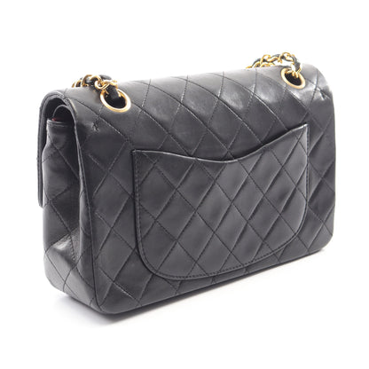 マトラッセ Wフラップ Wチェーンショルダーバッグ ラムスキン ブラック ゴールド金具 ヴィンテージ シャネル バッグ CHANEL