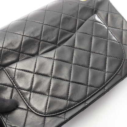 マトラッセ Wフラップ Wチェーンショルダーバッグ ラムスキン ブラック ゴールド金具 ヴィンテージ シャネル バッグ CHANEL
