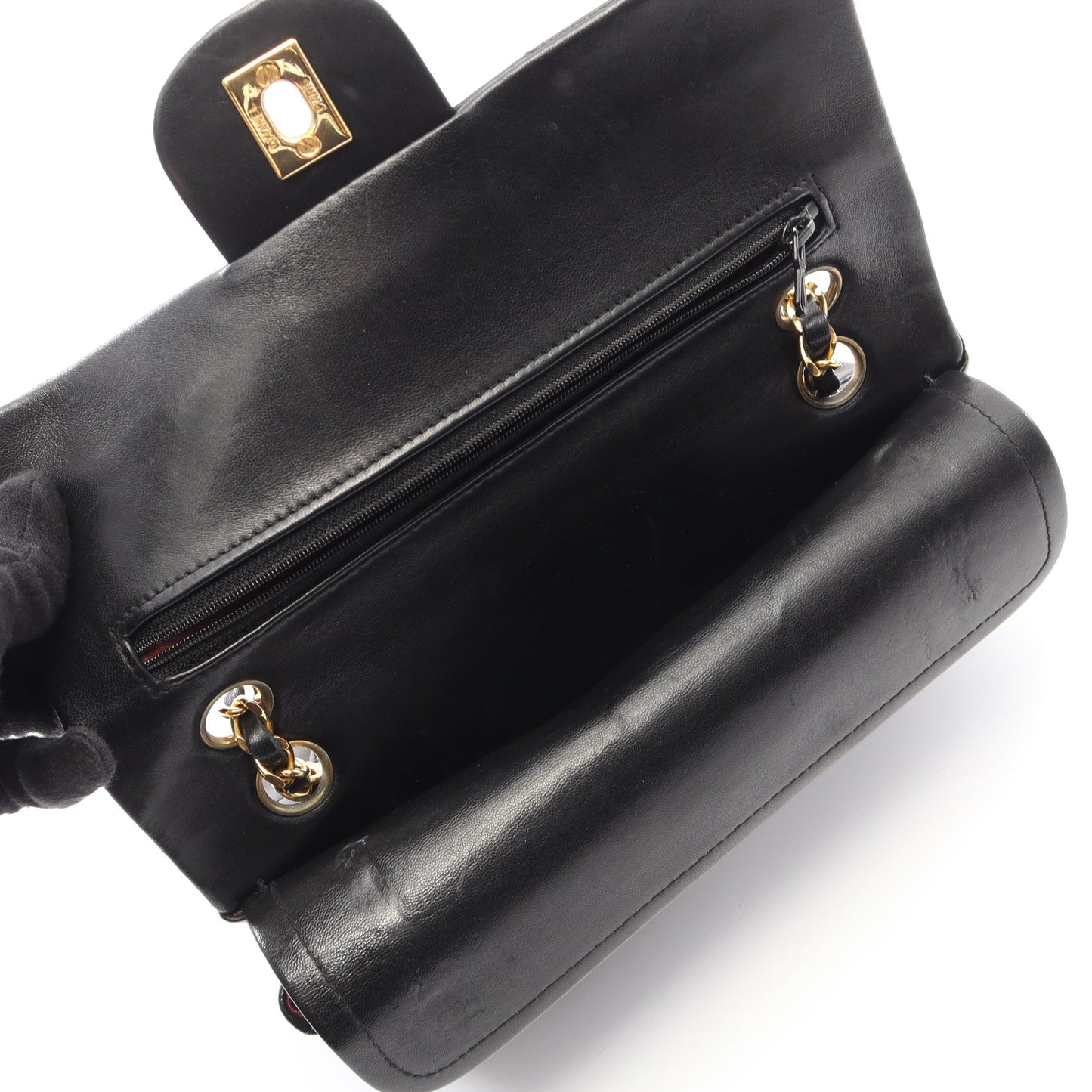 マトラッセ Wフラップ Wチェーンショルダーバッグ ラムスキン ブラック ゴールド金具 ヴィンテージ シャネル バッグ CHANEL