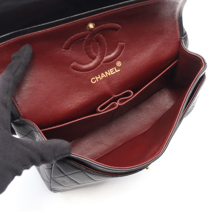 マトラッセ Wフラップ Wチェーンショルダーバッグ ラムスキン ブラック ゴールド金具 ヴィンテージ シャネル バッグ CHANEL