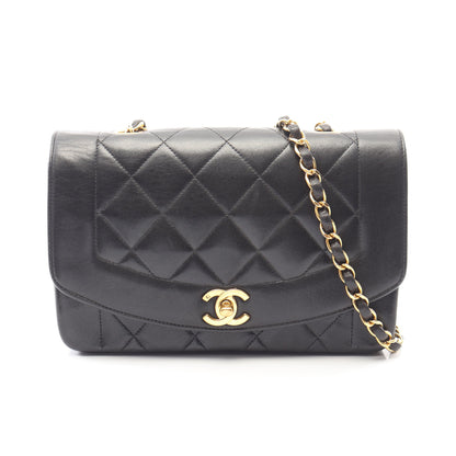 マトラッセ ダイアナフラップ チェーンショルダーバッグ ラムスキン ブラック ゴールド金具 シャネル バッグ CHANEL