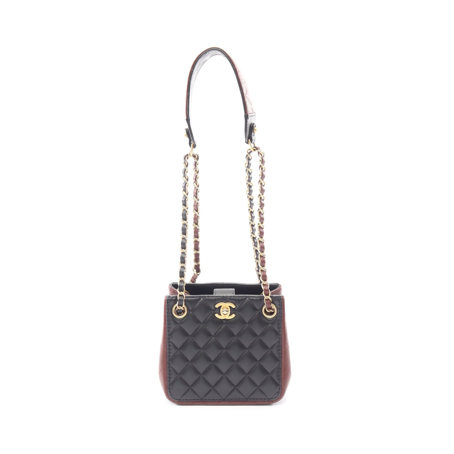 マトラッセ スモール バケット チェーンショルダーバッグ ラムスキン ブラック ブラウン ゴールド金具 シャネル バッグ CHANEL