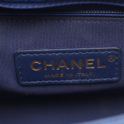 マトラッセ 2WAY チェーンショルダーバッグ キャビアスキン ブルー ゴールド金具 シャネル バッグ CHANEL