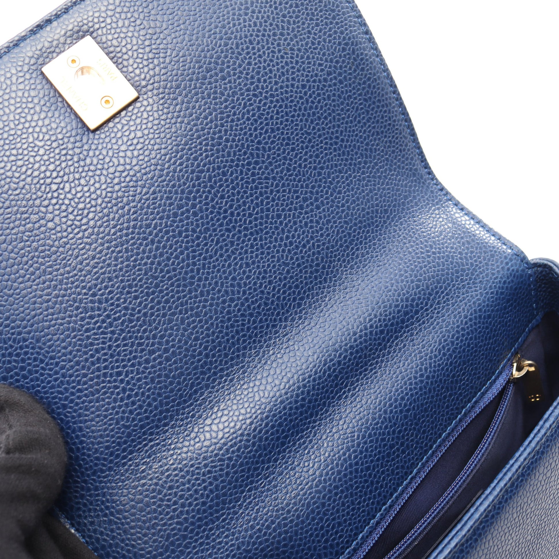 マトラッセ 2WAY チェーンショルダーバッグ キャビアスキン ブルー ゴールド金具 シャネル バッグ CHANEL