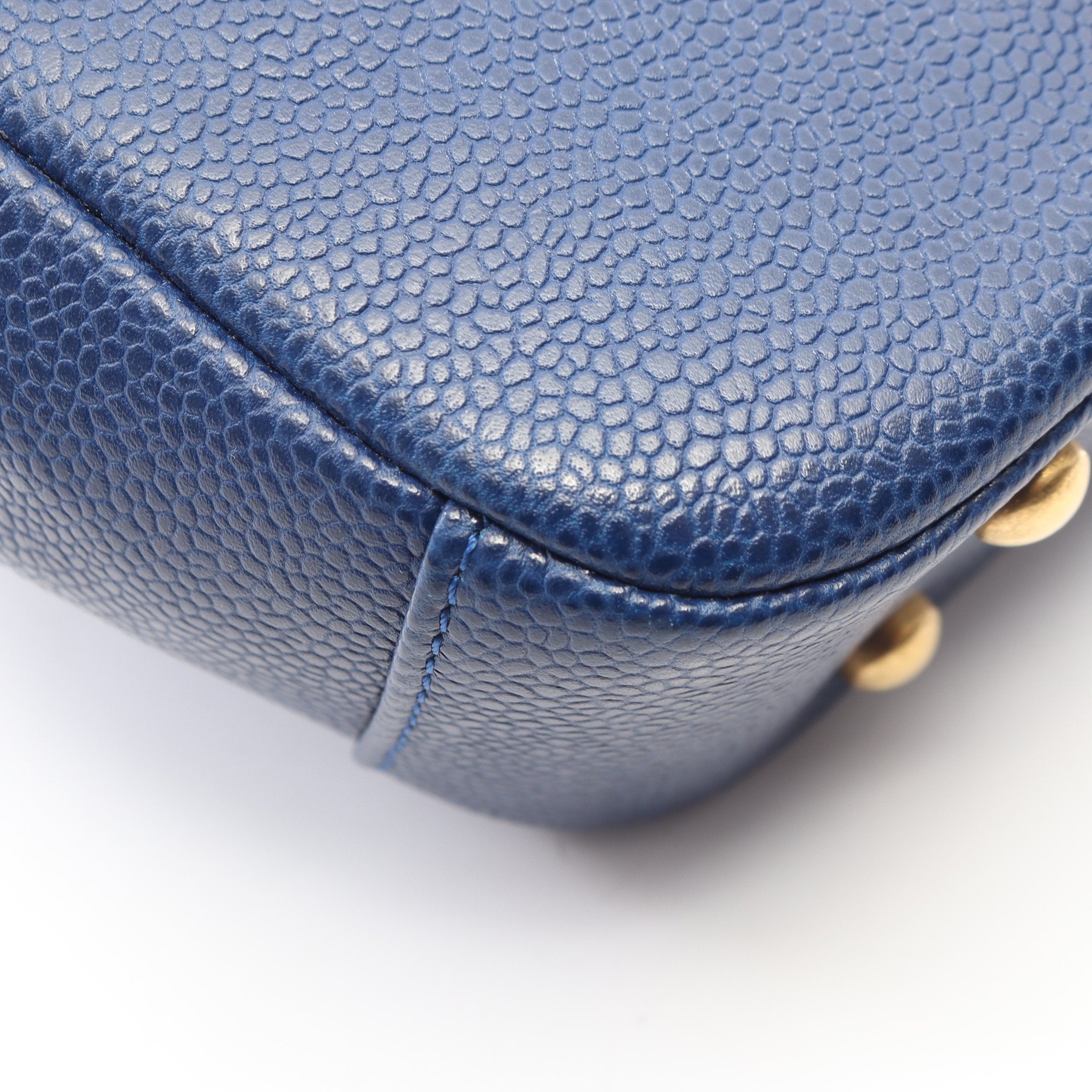マトラッセ 2WAY チェーンショルダーバッグ キャビアスキン ブルー