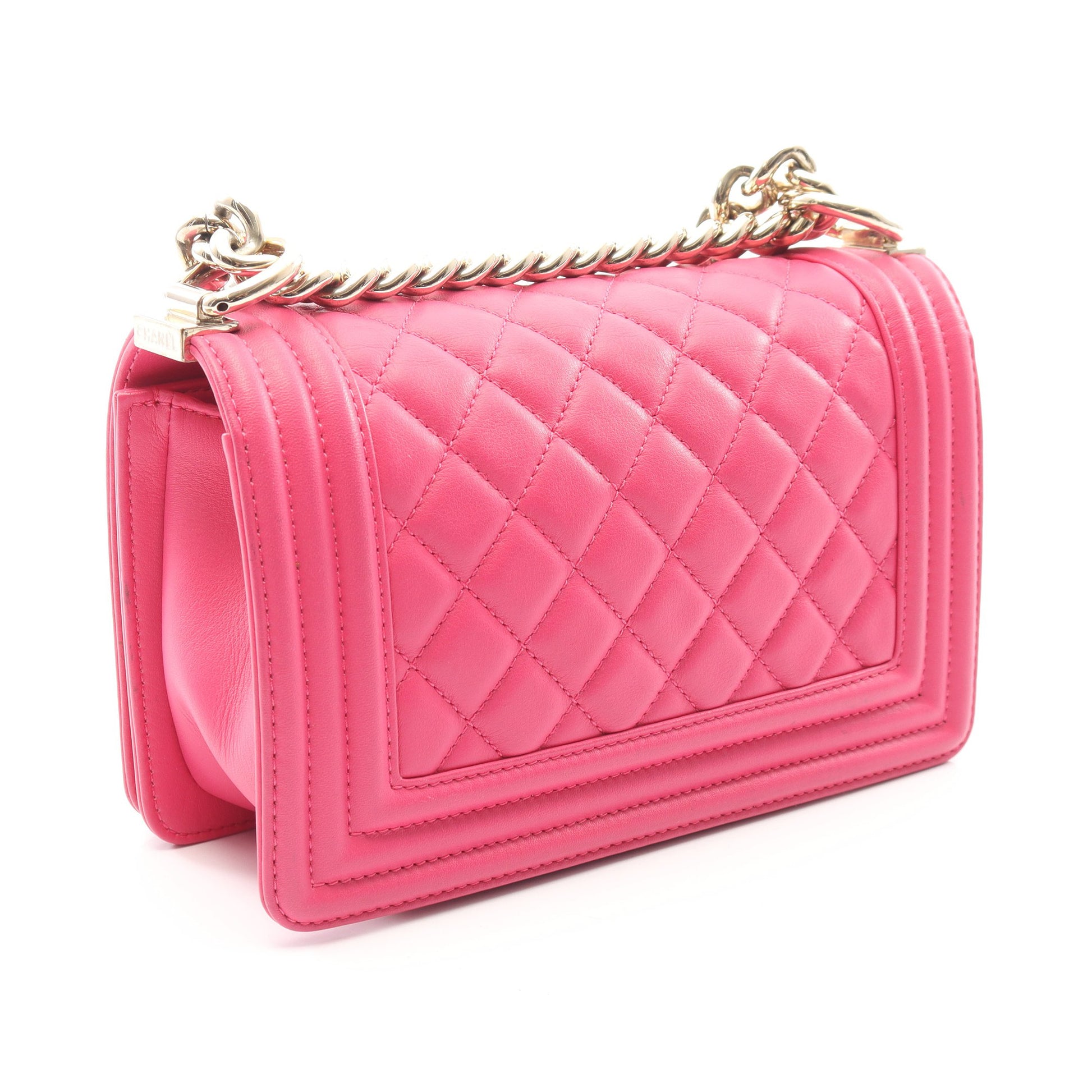 ボーイシャネル スモール チェーンショルダーバッグ ラムスキン ピンクパープル ゴールド金具 シャネル バッグ CHANEL