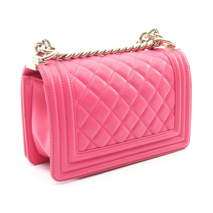 ボーイシャネル スモール チェーンショルダーバッグ ラムスキン ピンクパープル ゴールド金具 シャネル バッグ CHANEL