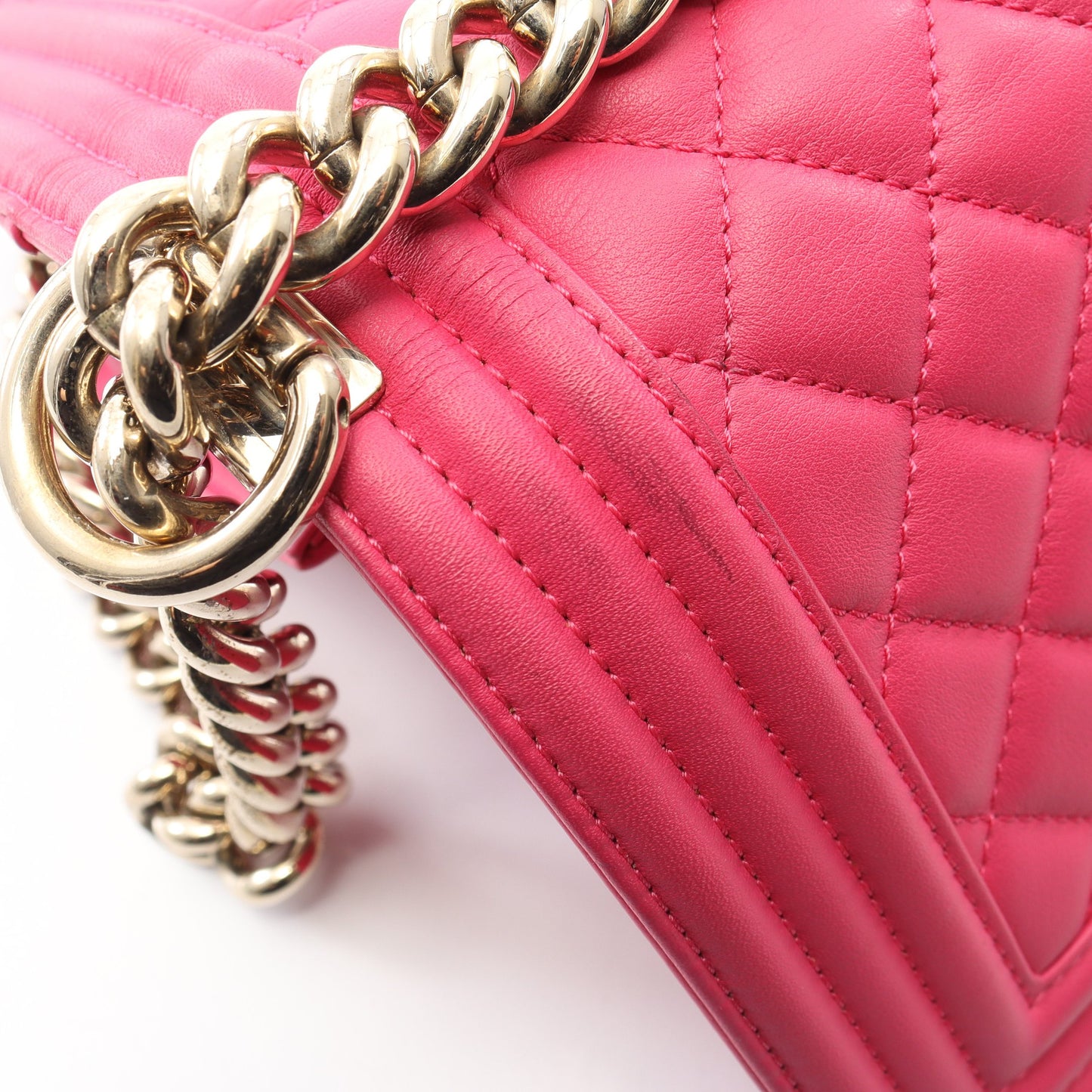 ボーイシャネル スモール チェーンショルダーバッグ ラムスキン ピンクパープル ゴールド金具 シャネル バッグ CHANEL