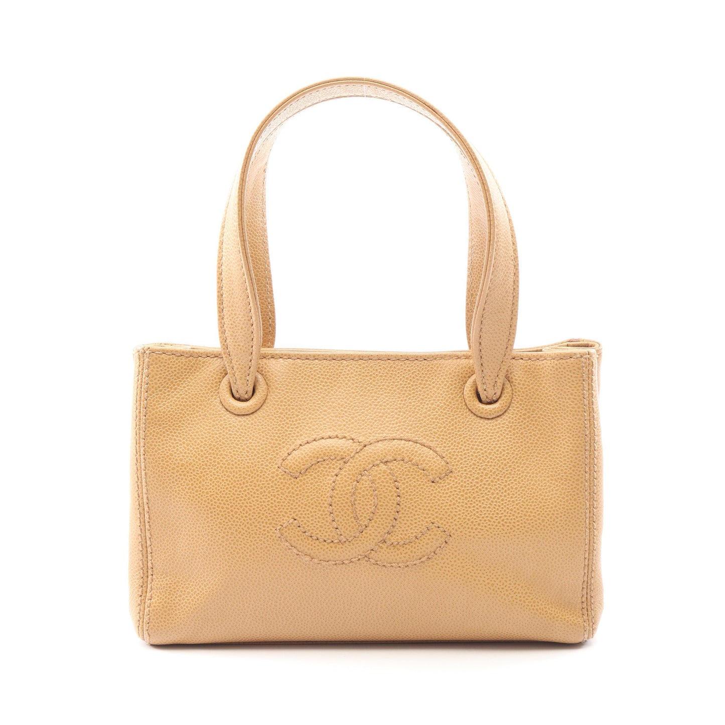 ココマーク ミニ ハンドバッグ キャビアスキン ベージュ ゴールド金具 シャネル バッグ CHANEL