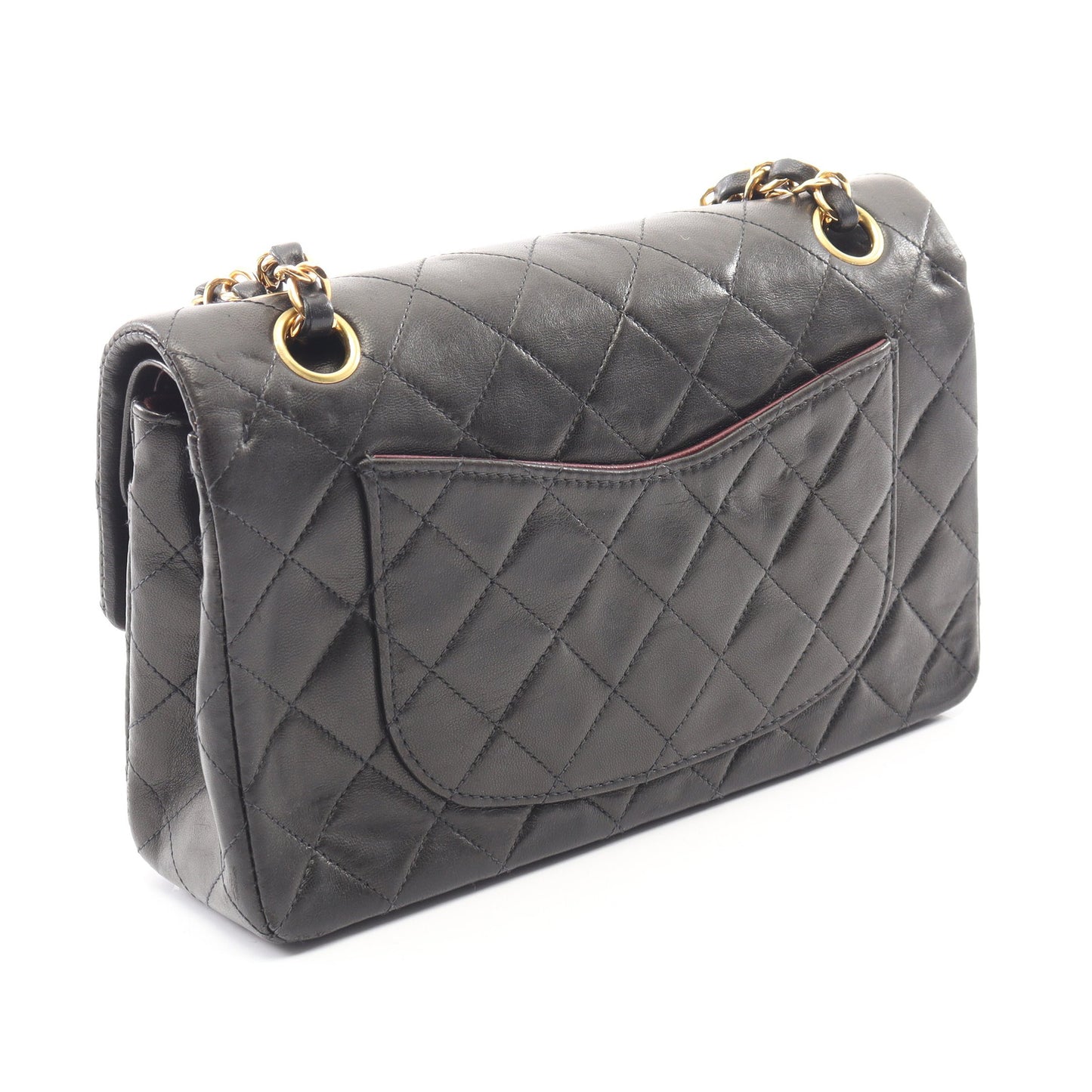 マトラッセ Wフラップ Wチェーンショルダーバッグ ラムスキン ブラック ゴールド金具 シャネル バッグ CHANEL