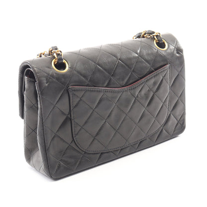 マトラッセ Wフラップ Wチェーンショルダーバッグ ラムスキン ブラック ゴールド金具 シャネル バッグ CHANEL