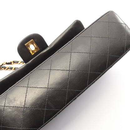 マトラッセ Wフラップ Wチェーンショルダーバッグ ラムスキン ブラック ゴールド金具 シャネル バッグ CHANEL