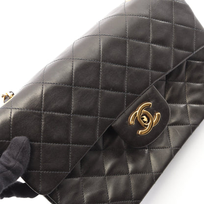 マトラッセ Wフラップ Wチェーンショルダーバッグ ラムスキン ブラック ゴールド金具 シャネル バッグ CHANEL