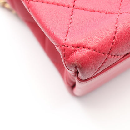 マトラッセ トップハンドル 2WAY チェーンショルダーバッグ ラムスキン ピンクパープル ゴールド金具 シャネル バッグ CHANEL