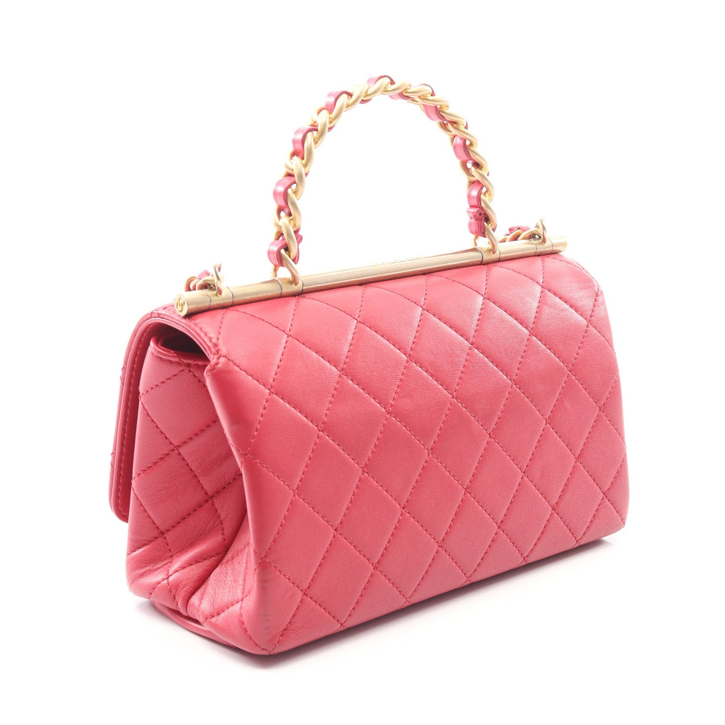 マトラッセ トップハンドル 2WAY チェーンショルダーバッグ ラムスキン ピンクパープル ゴールド金具 シャネル バッグ CHANEL