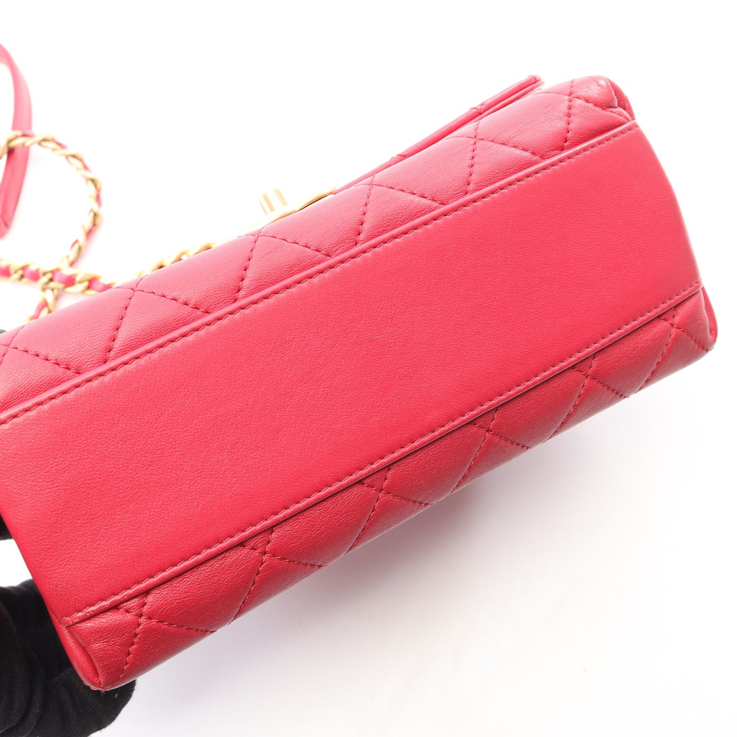 マトラッセ トップハンドル 2WAY チェーンショルダーバッグ ラムスキン ピンクパープル ゴールド金具 シャネル バッグ CHANEL