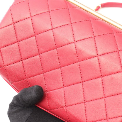 マトラッセ トップハンドル 2WAY チェーンショルダーバッグ ラムスキン ピンクパープル ゴールド金具 シャネル バッグ CHANEL