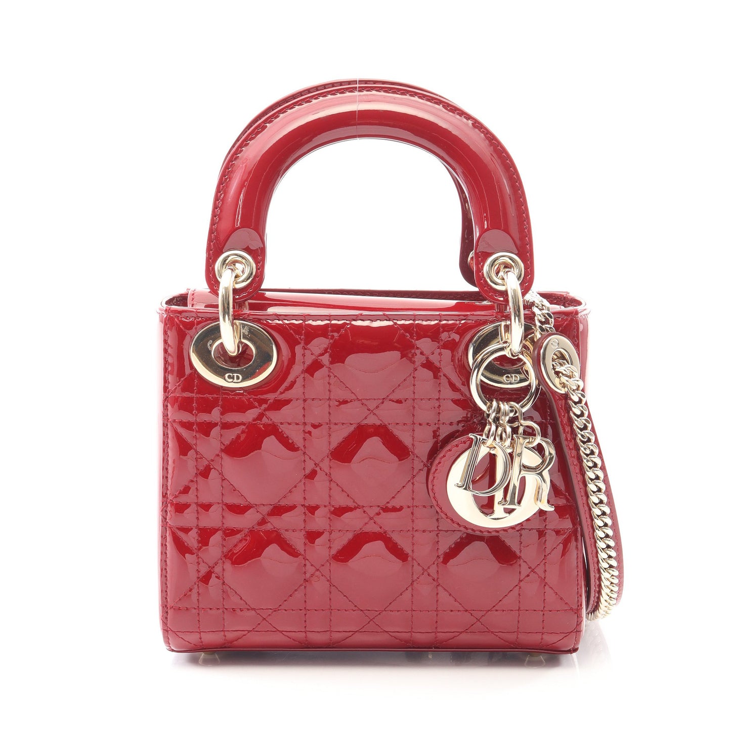 レディディオール ミニ カナージュ 2WAY ハンドバッグ エナメルレザー レッド クリスチャンディオール バッグ Christian Dior