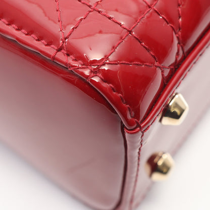レディディオール ミニ カナージュ 2WAY ハンドバッグ エナメルレザー レッド クリスチャンディオール バッグ Christian Dior