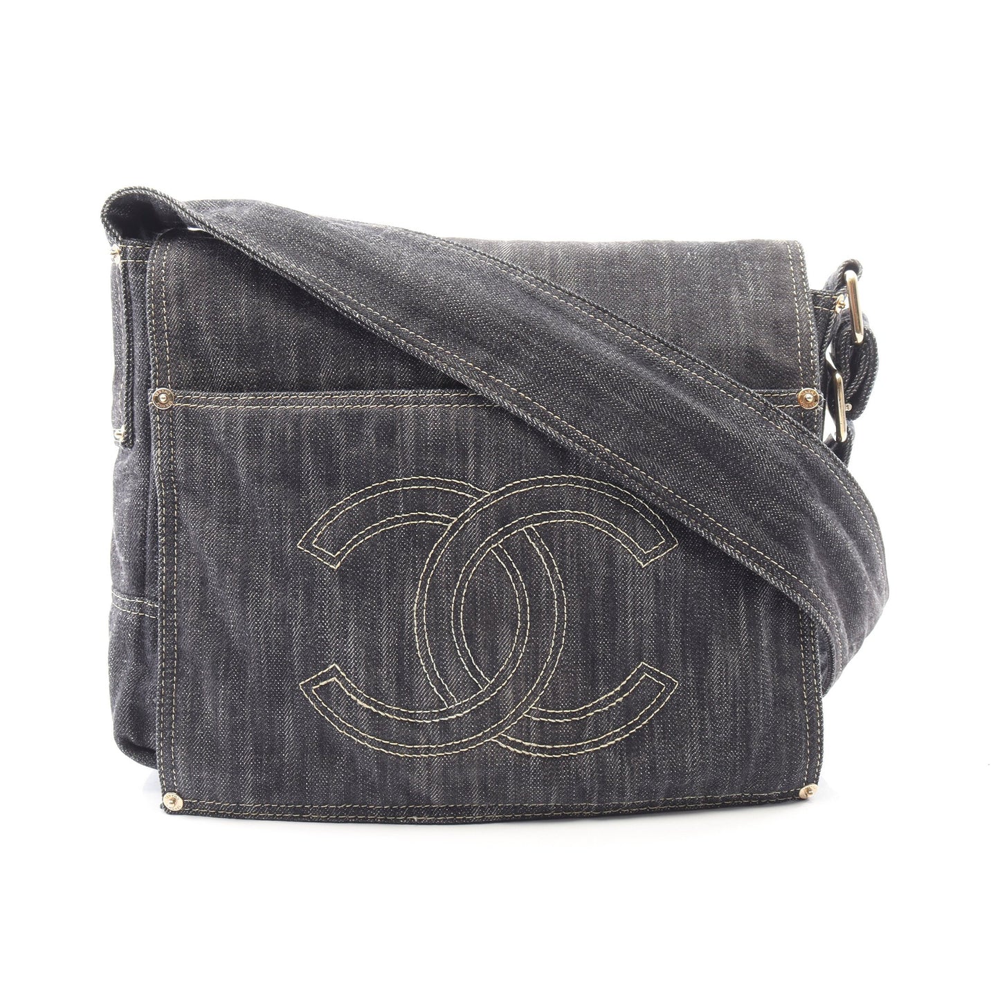 スパークリングデニム ショルダーバッグ デニム インディゴブルー ゴールド金具 シャネル バッグ CHANEL